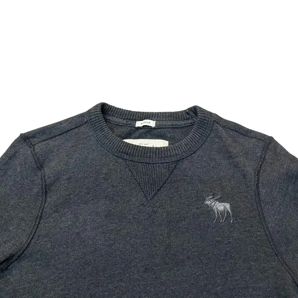 Y2K Abercrombie And Fitch Mens Muscle Sweater Medium Dark Gray Fitted Preppy - Picture 2 of 7